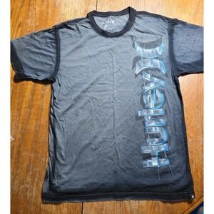 EUC Hurley Men's Ringer T-Shirt Charcoal Gray Short-Sleeve Casual Top Faded L